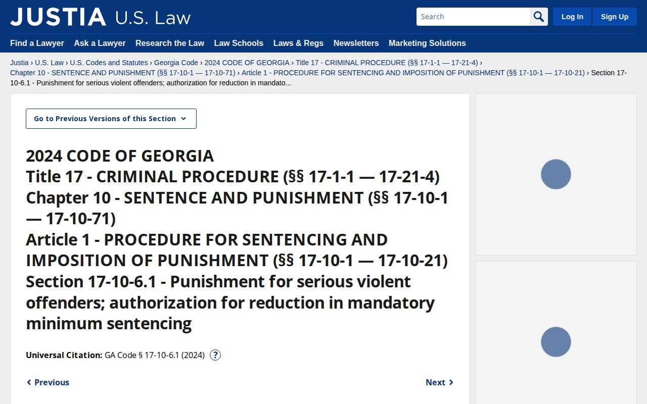 Georgia sentencing statute for Cook County projected release date limits