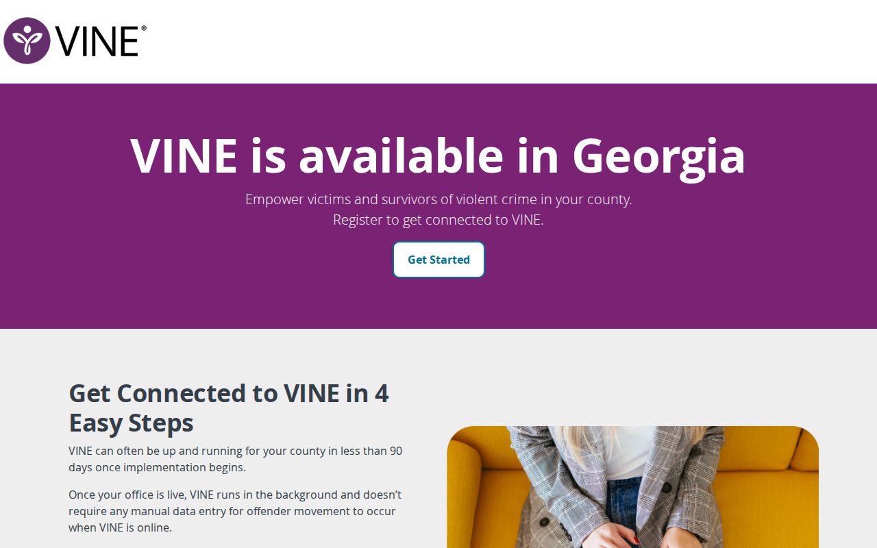 Georgia VINE information for a Cook County VINELink inmate check